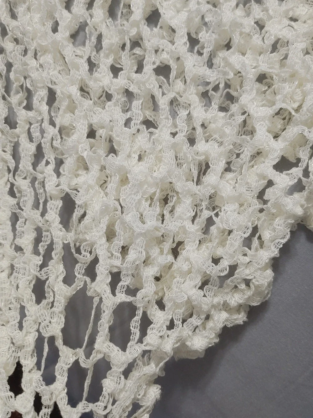 Handmade Knitted Lightweight White Open-Knit Stretchy Wedding Shawl